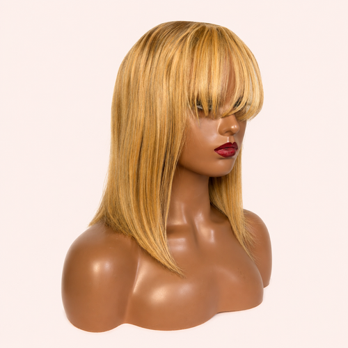 Perruque Lisse Blonde avec Frange